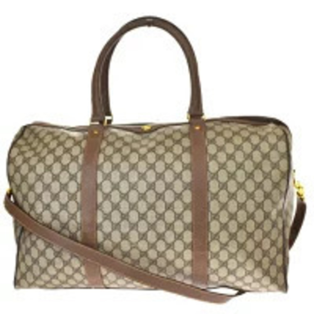 Gucci Boston Bag Handbag Shoulder GG Interlocking Brown Leather